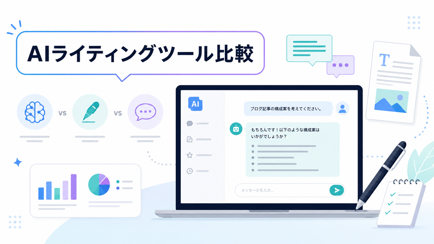 AIライティングツールおすすめ比較｜サービス紹介文・SNS投稿に使える 